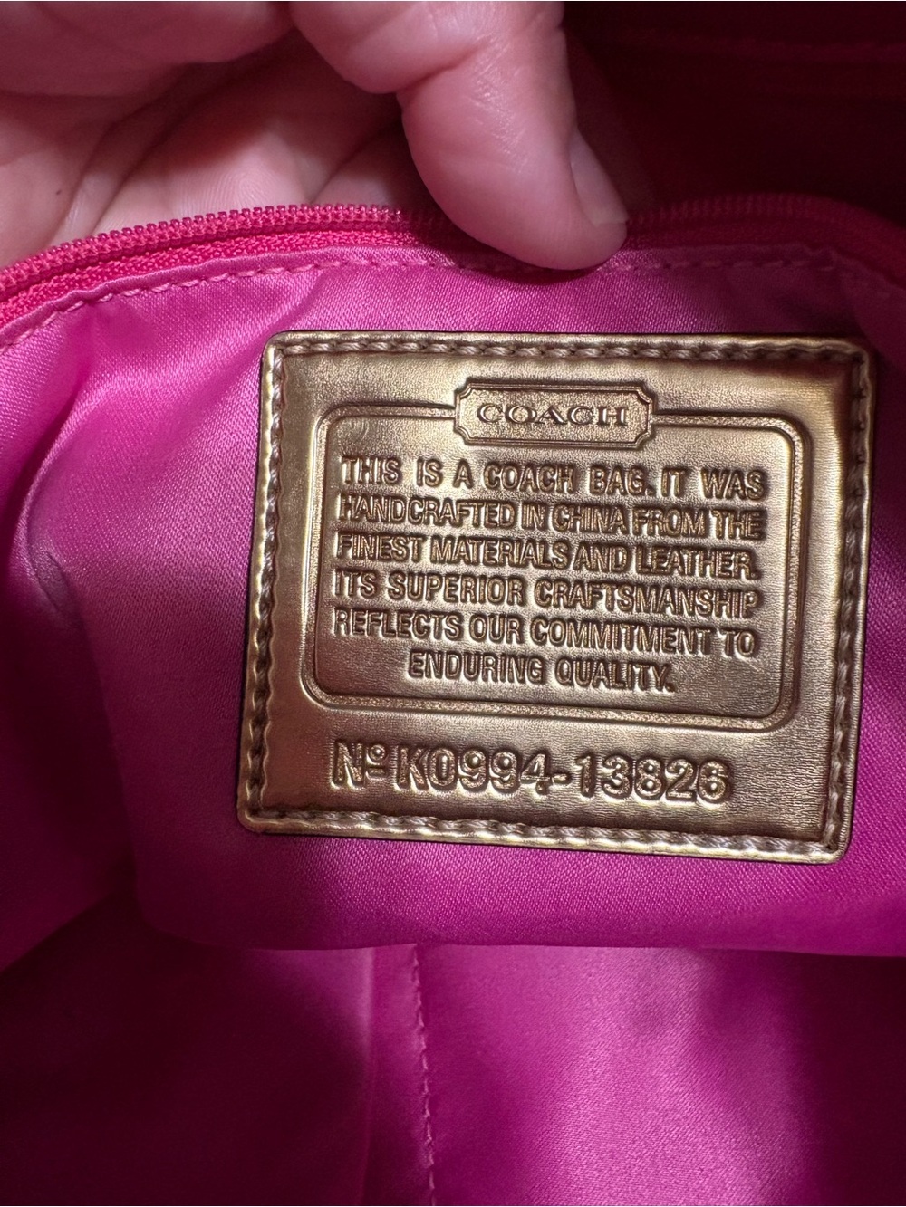 Coach Orange and Pink Logo Canvas Tote with Gold Plaque - Picture 6 of 7